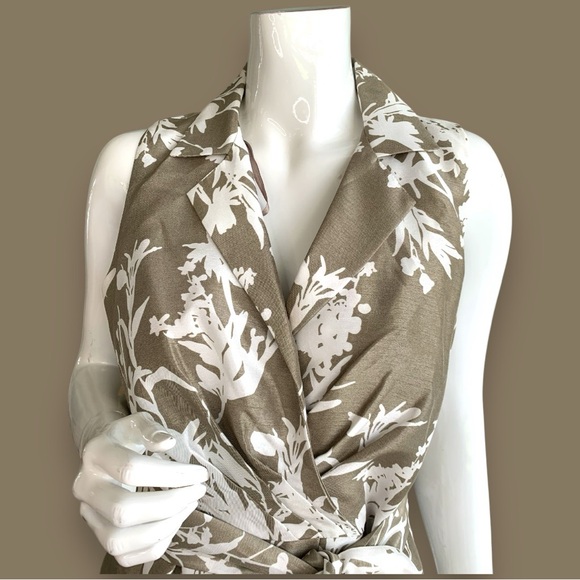 JESSICA HOWARD GUN METAL & WHITE FIT-FLARE SLEEVELESS FLORAL DRESS. WOMEN SZ 10 - Picture 6 of 9